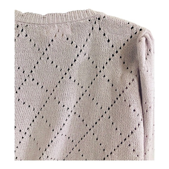 Jessica Simpson purple perforated & puffy pearl button feminine cardigan size‎ M - Picture 7 of 11